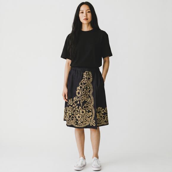 Dana Buchman Dresses & Skirts - Dana Buchman Silk Blend Skirt Embroidered Black 14 Whimsigoth Darkfairy Bohemian
